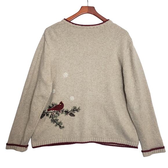 Croft & Barrow Bird Embroidered Full Zip Cardigan Cottagecore Ramie Silk XL‎ - Picture 2 of 13